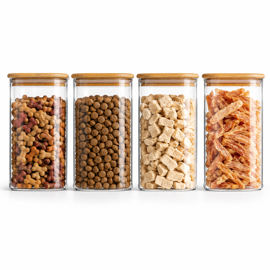 Premium Glass Pet Pantry Canister Set