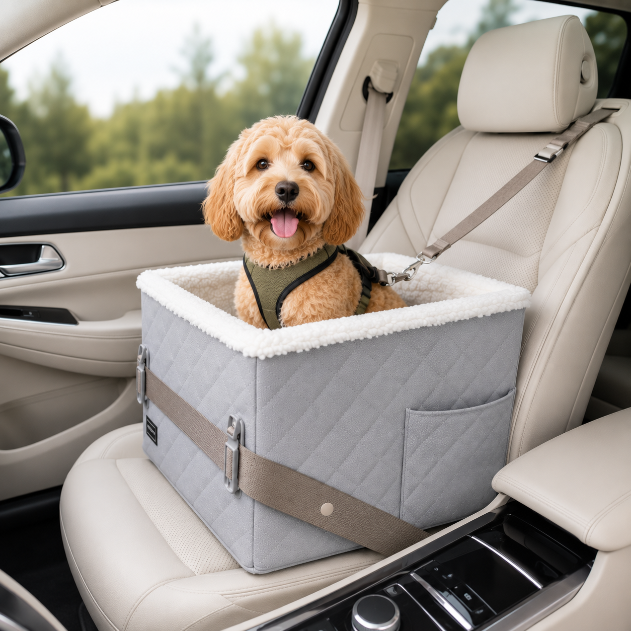 Luxury Quilted Dog Booster Car Seat