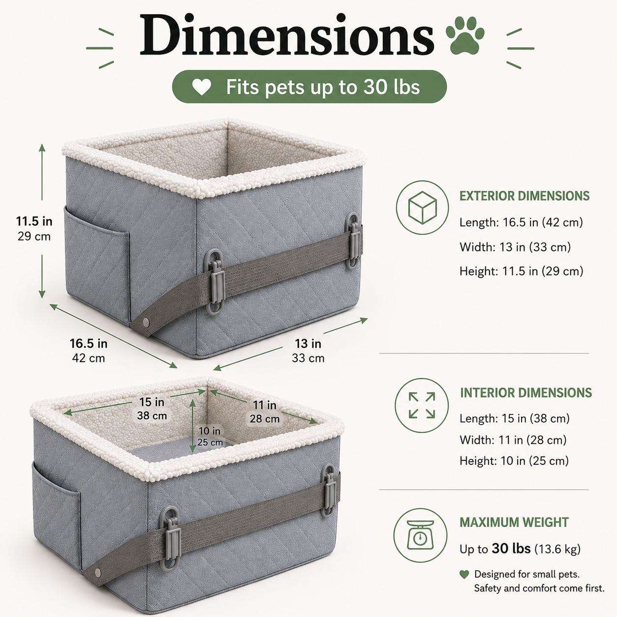 Premium Quilted Dog Booster Car Seat