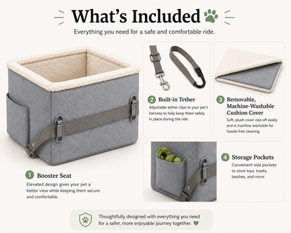 Premium Quilted Dog Booster Car Seat