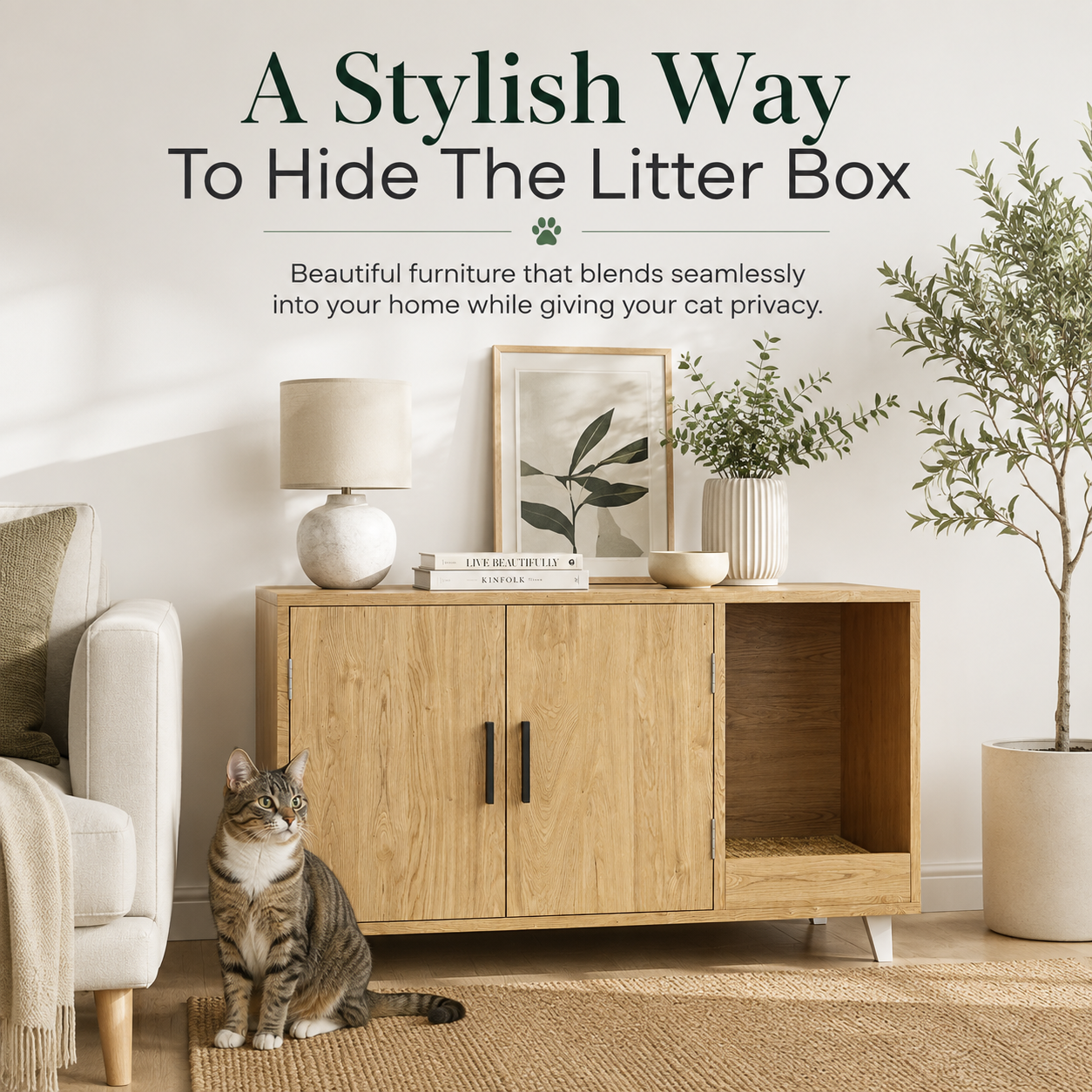 Premium Hidden Cat Litter Cabinet