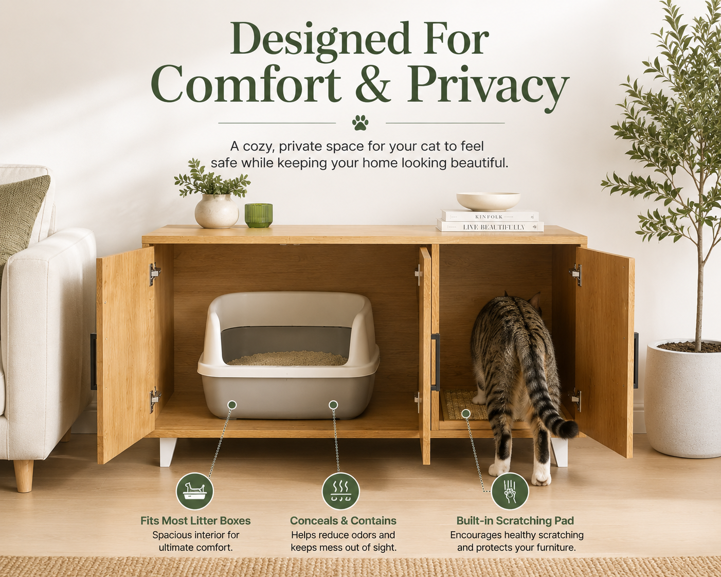 Premium Hidden Cat Litter Cabinet