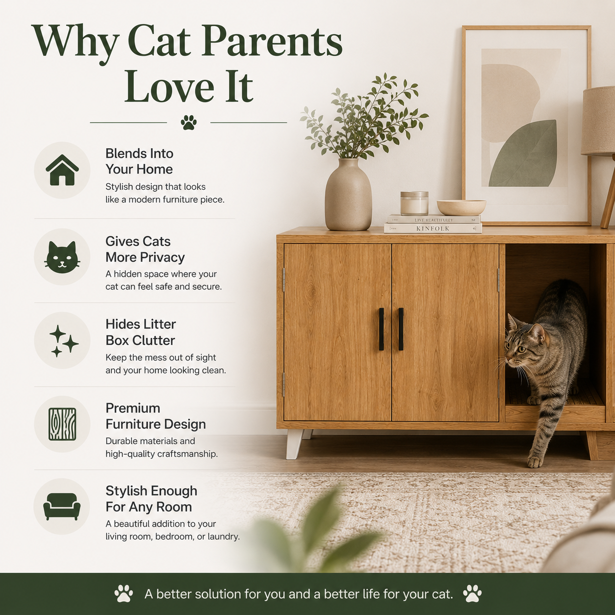 Premium Hidden Cat Litter Cabinet