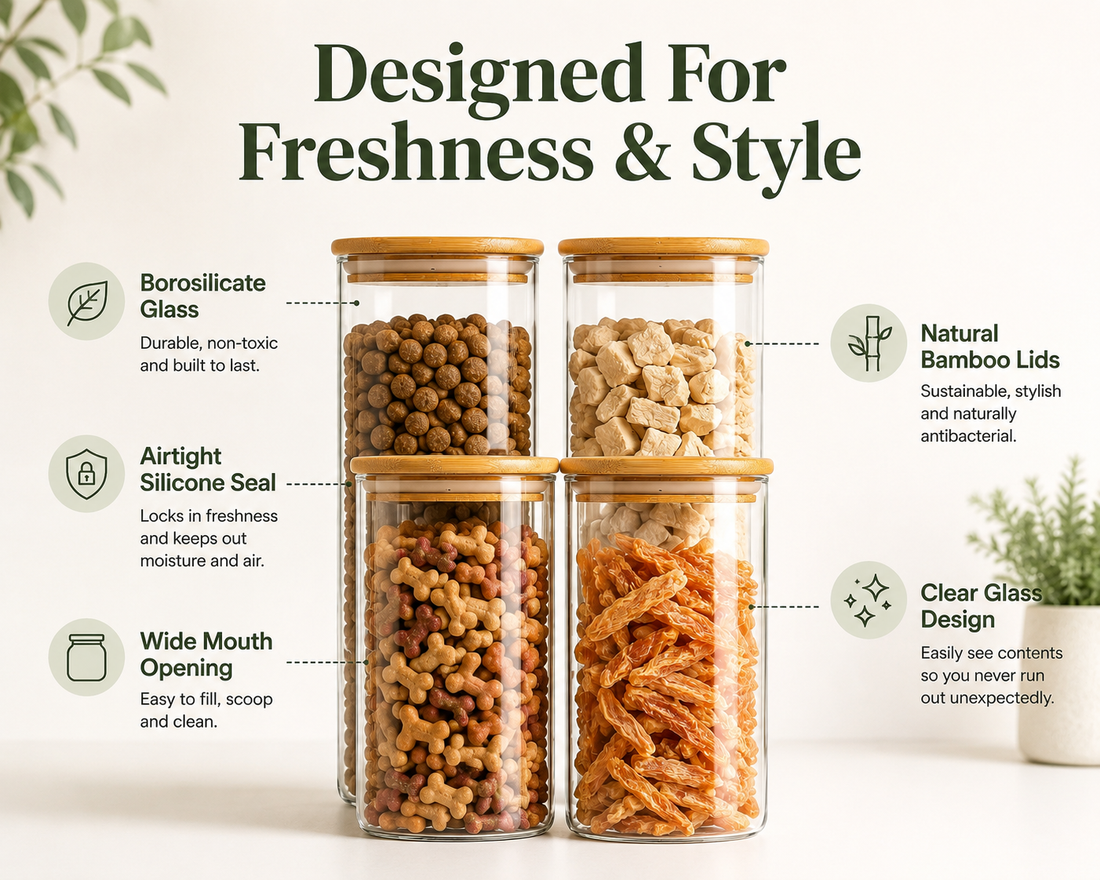 Premium Glass Pet Pantry Canister Set