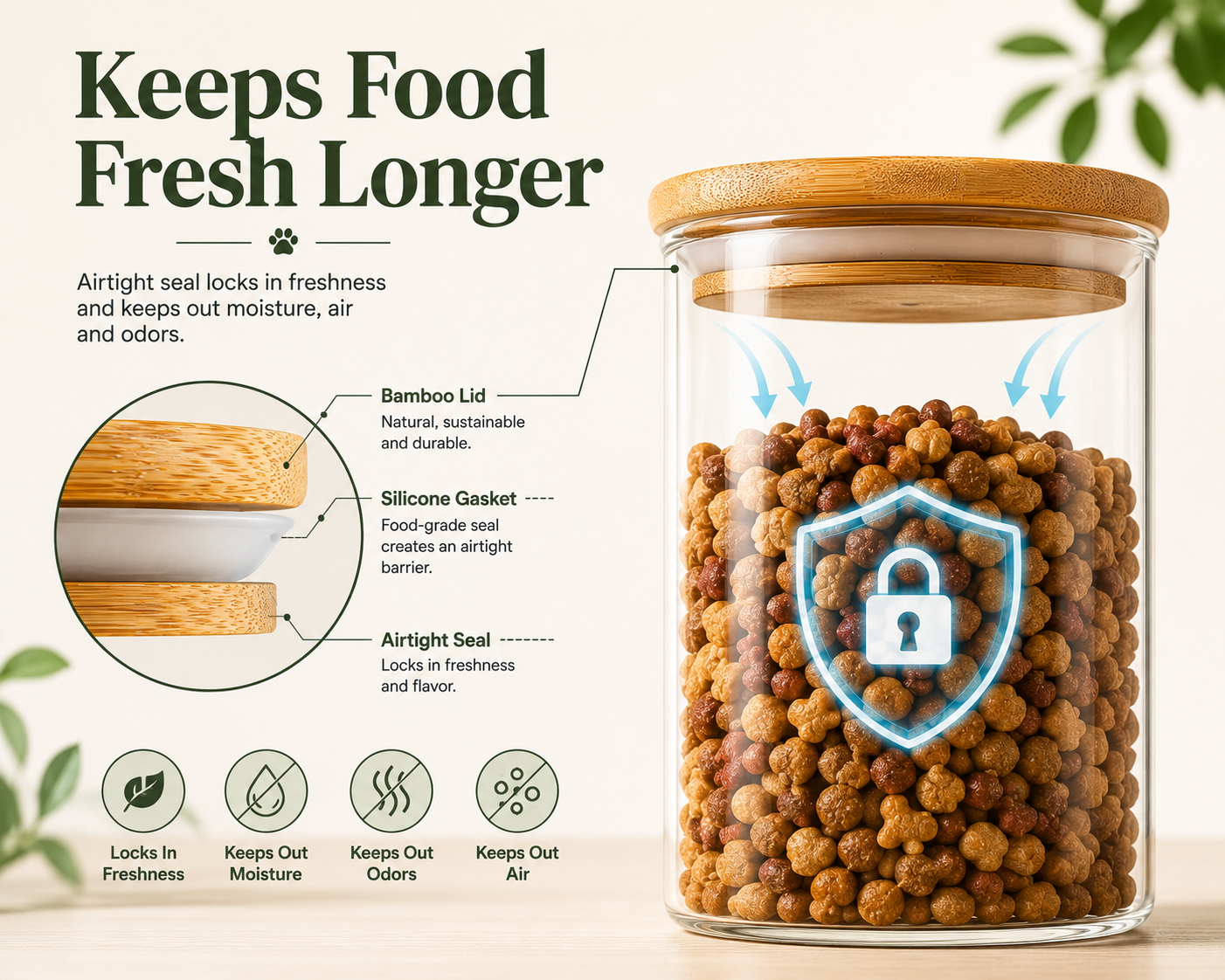 Premium Glass Pet Pantry Canister Set