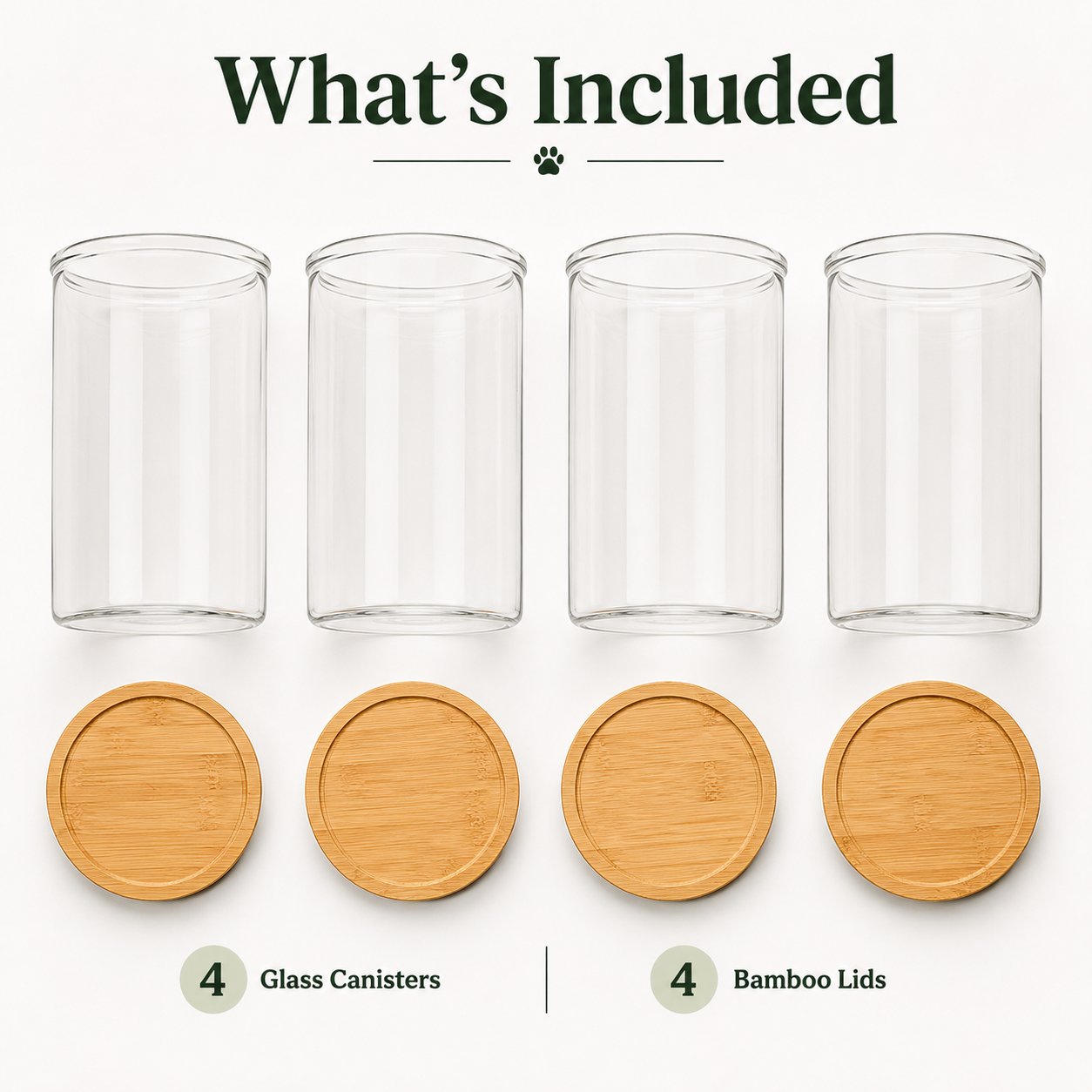 Premium Glass Pet Pantry Canister Set