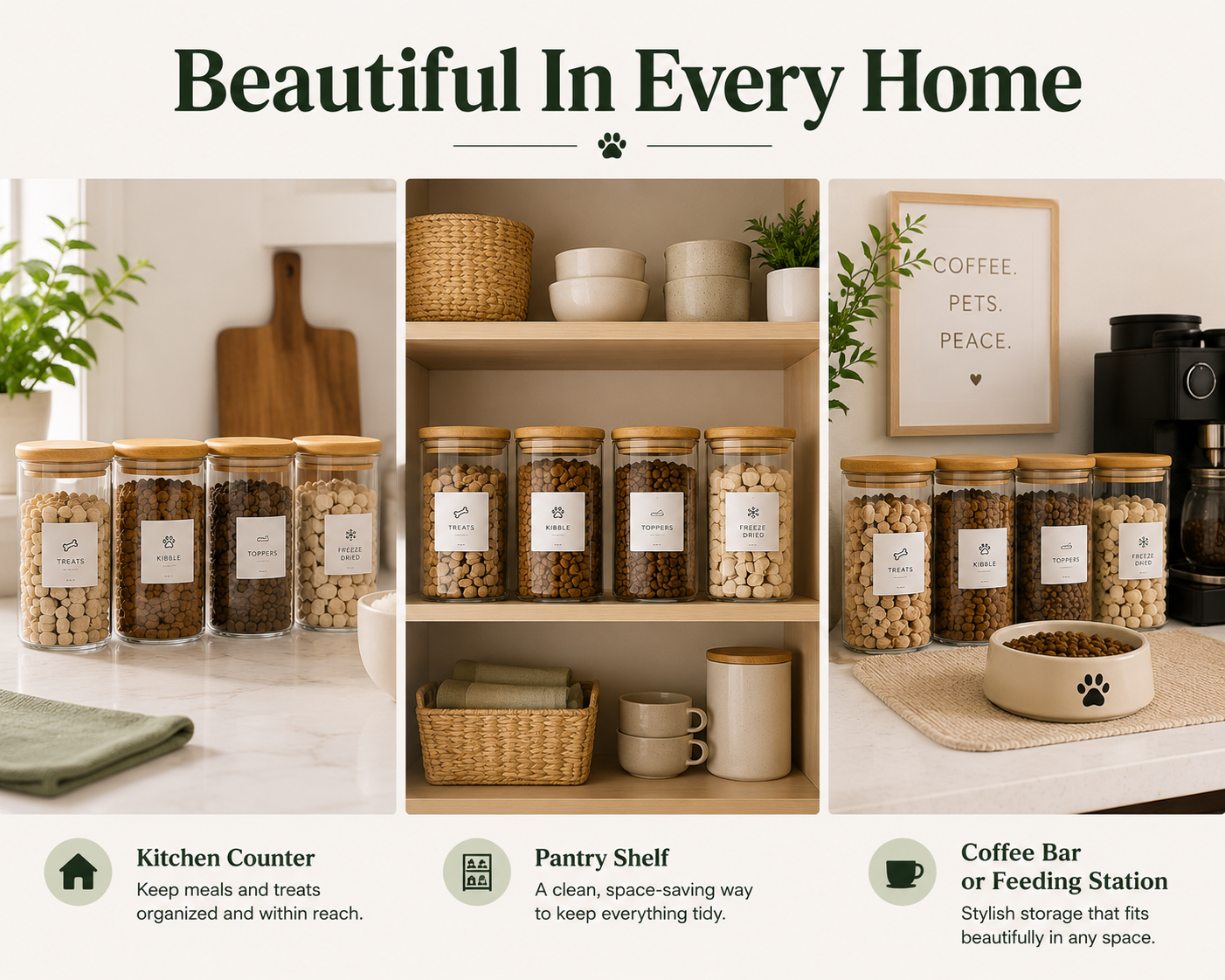 Premium Glass Pet Pantry Canister Set
