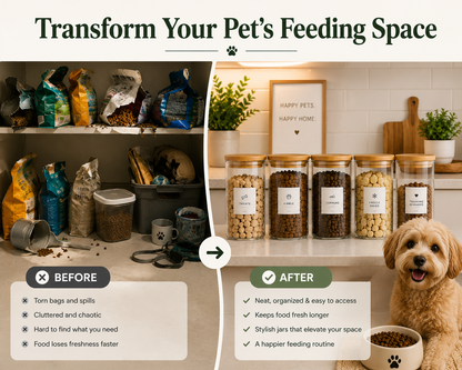 Premium Glass Pet Pantry Canister Set