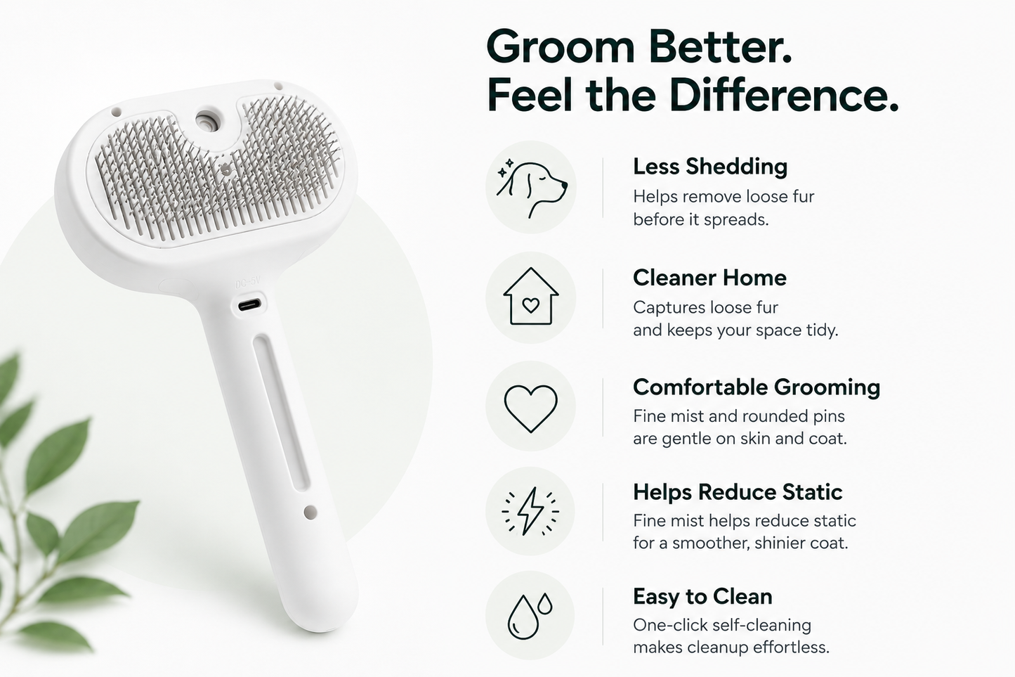 Premium Self-Cleaning Mist Grooming Brush