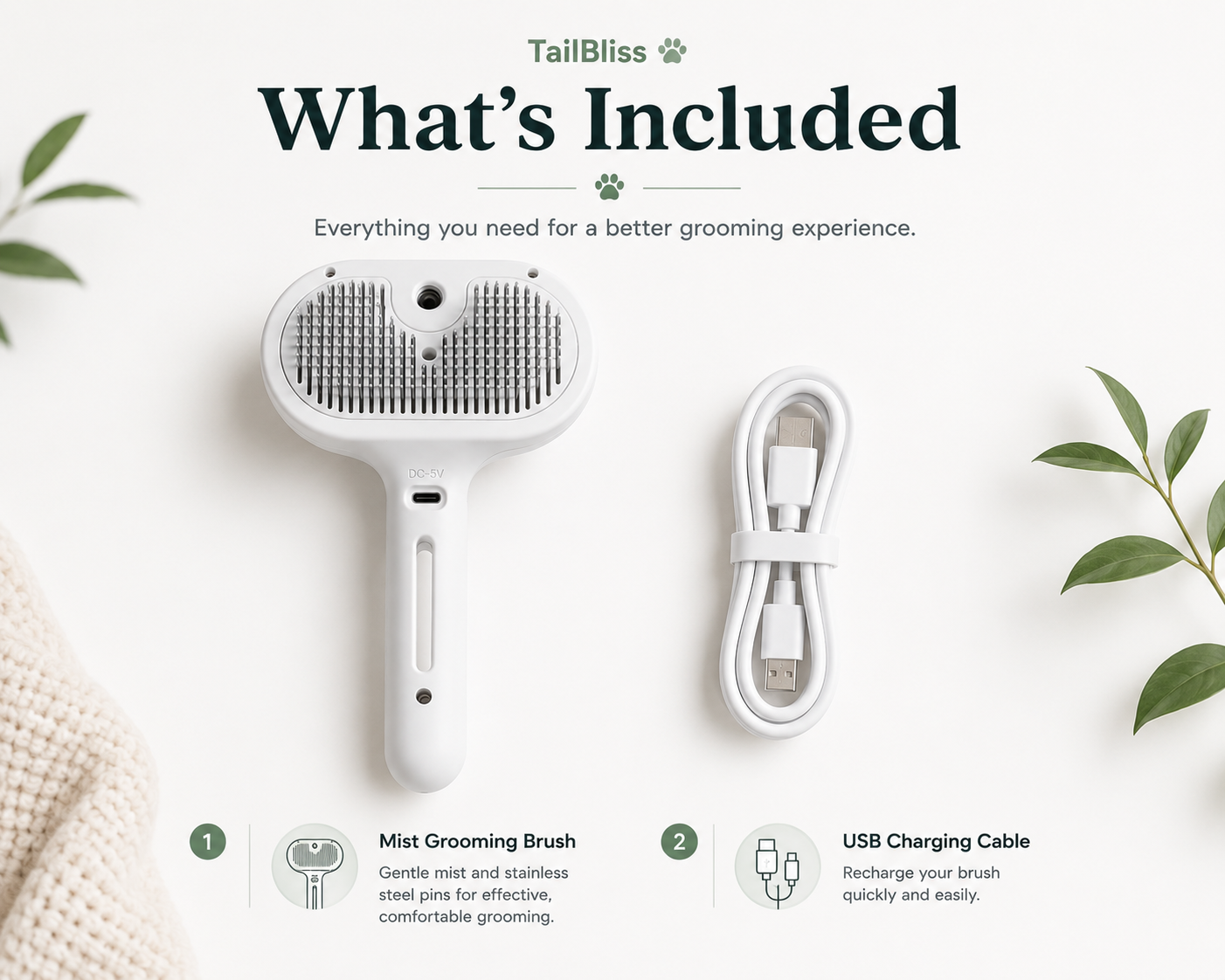 Premium Self-Cleaning Mist Grooming Brush