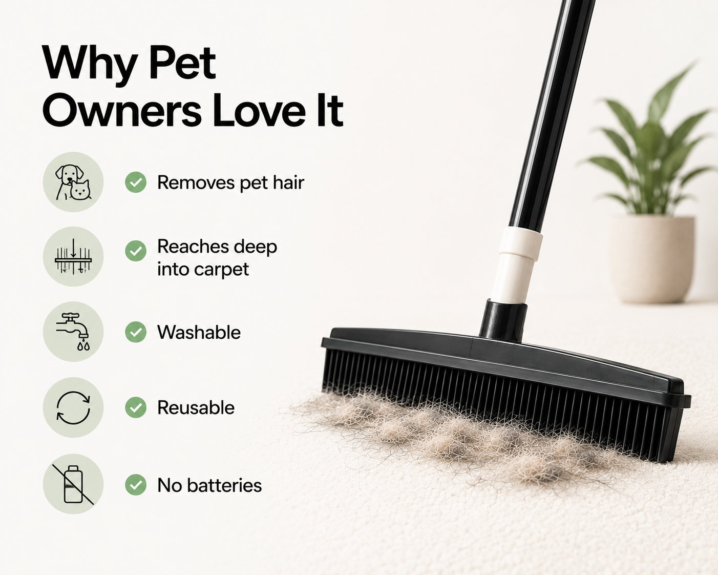 Premium Pet Hair Removal Broom