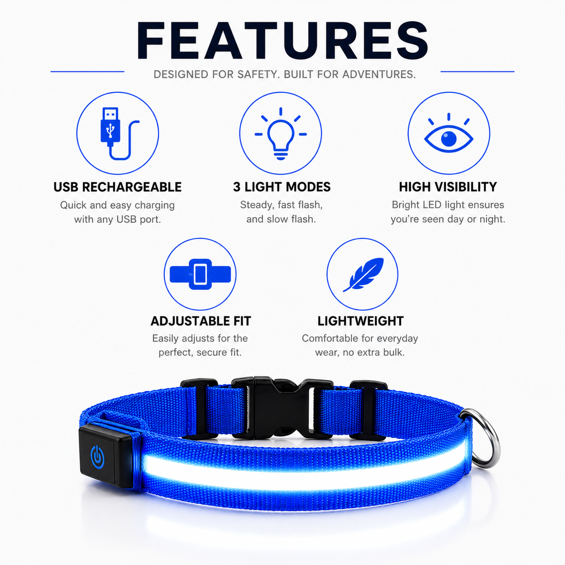 Premium Reflective LED Dog Collar