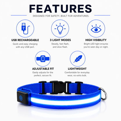 Rechargeable LED Safety Dog Collar