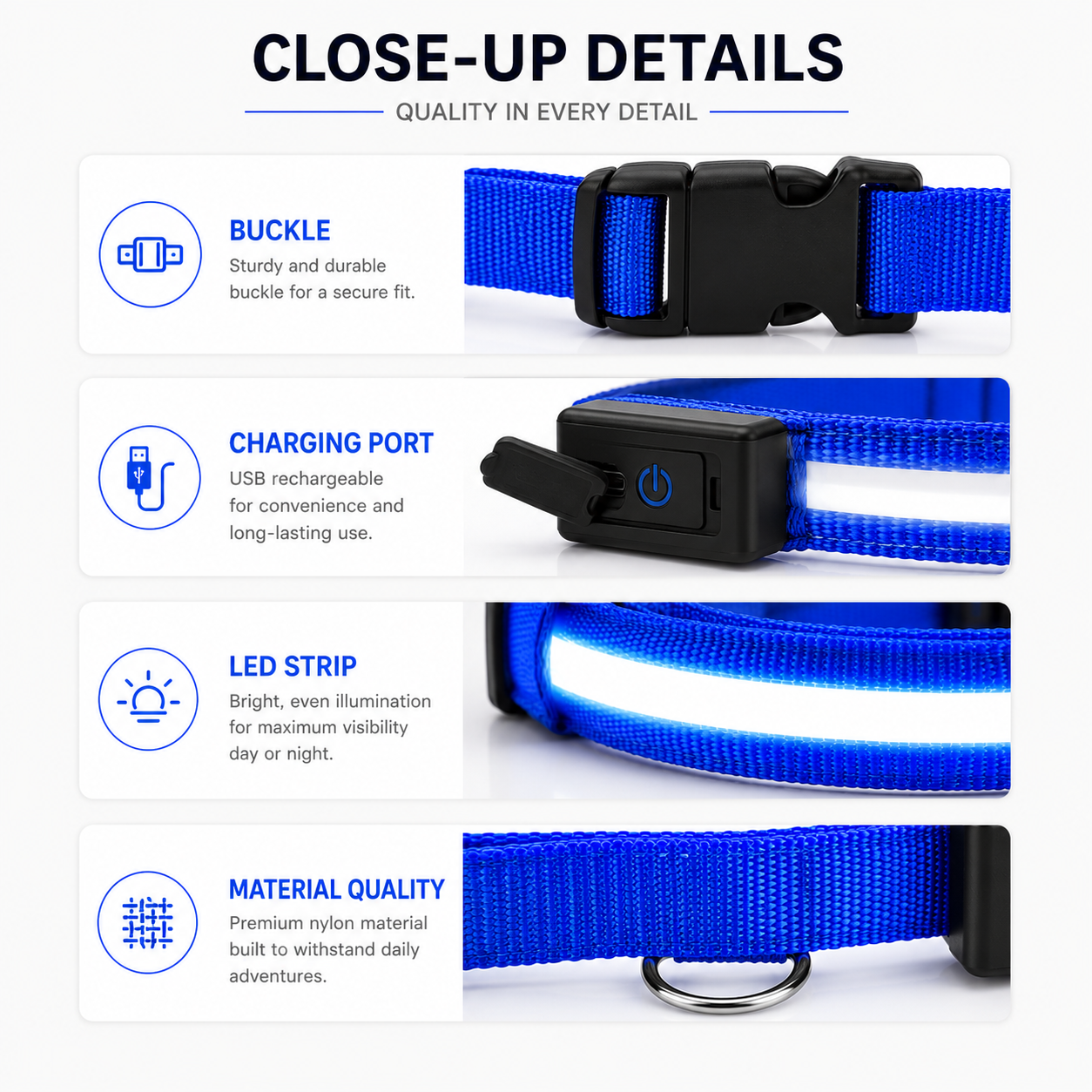 Rechargeable LED Safety Dog Collar