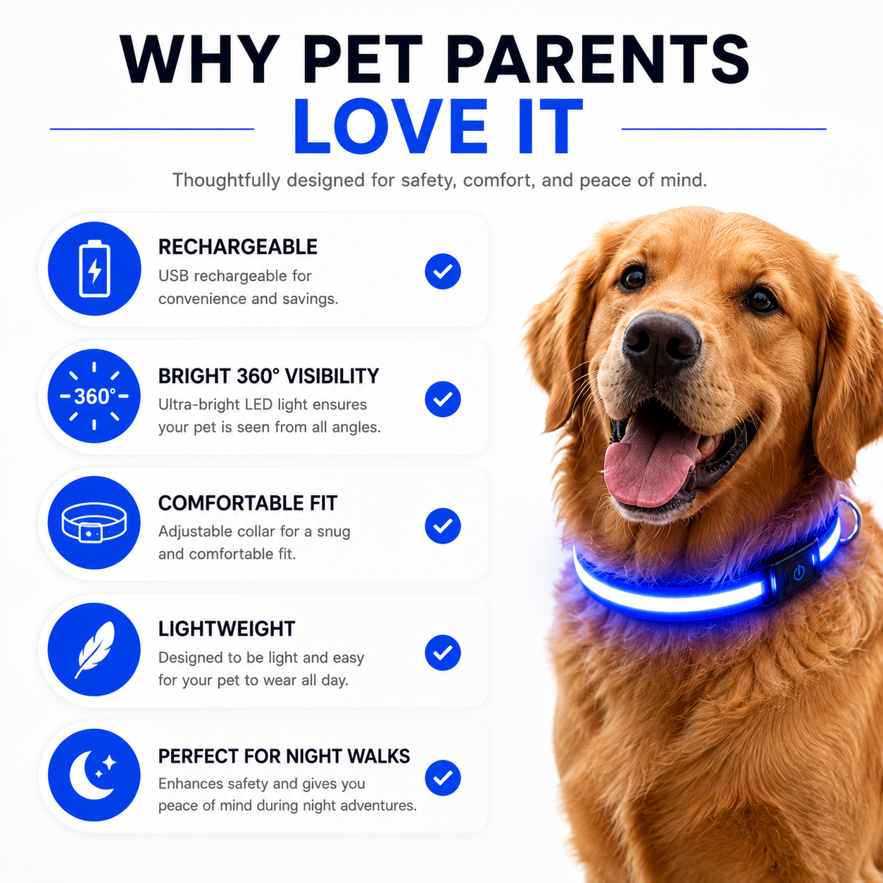 Rechargeable LED Safety Dog Collar