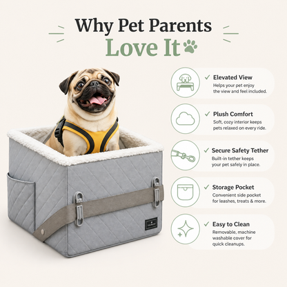 Luxury Quilted Dog Booster Car Seat