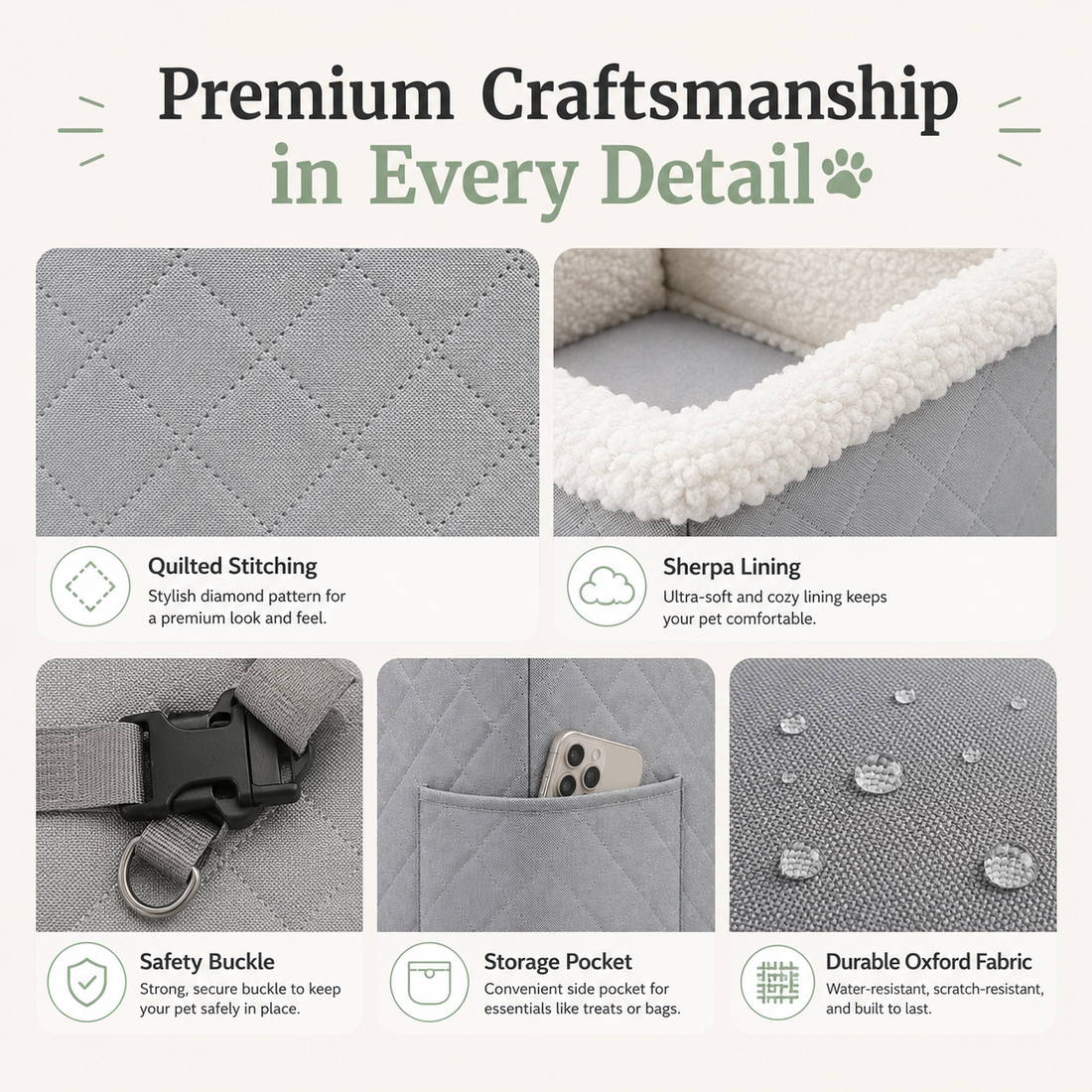 Premium Quilted Dog Booster Car Seat