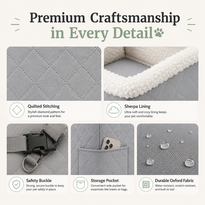 Luxury Quilted Dog Booster Car Seat