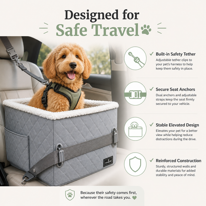 Luxury Quilted Dog Booster Car Seat