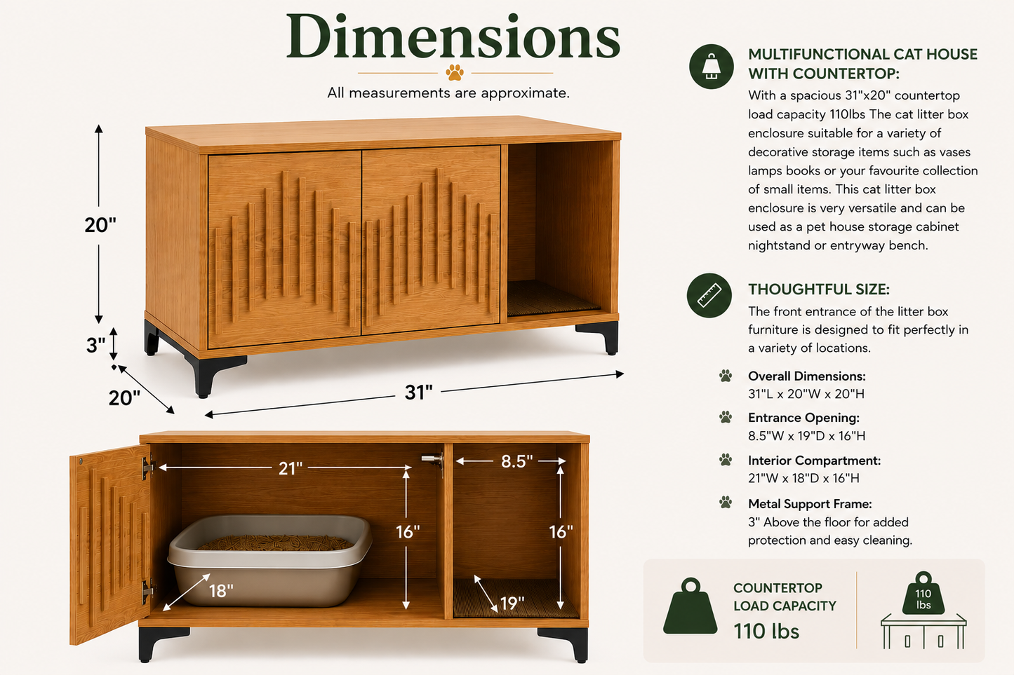 Premium Hidden Cat Litter Cabinet